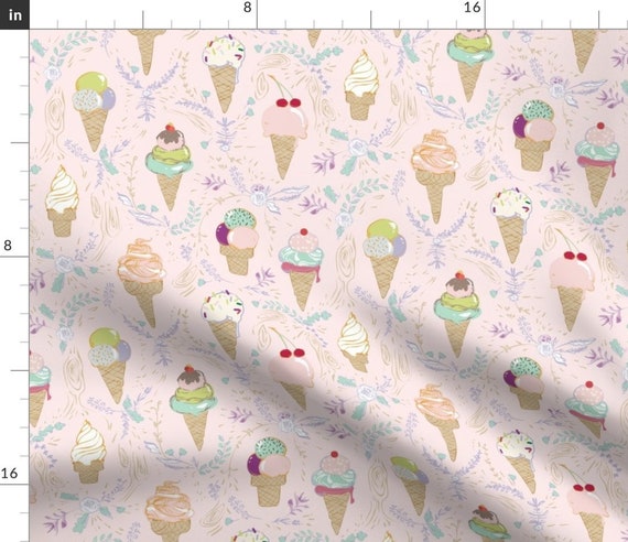 Ice Cream Fabric Le Parc Sweetie Strawberry by Nouveau | Etsy