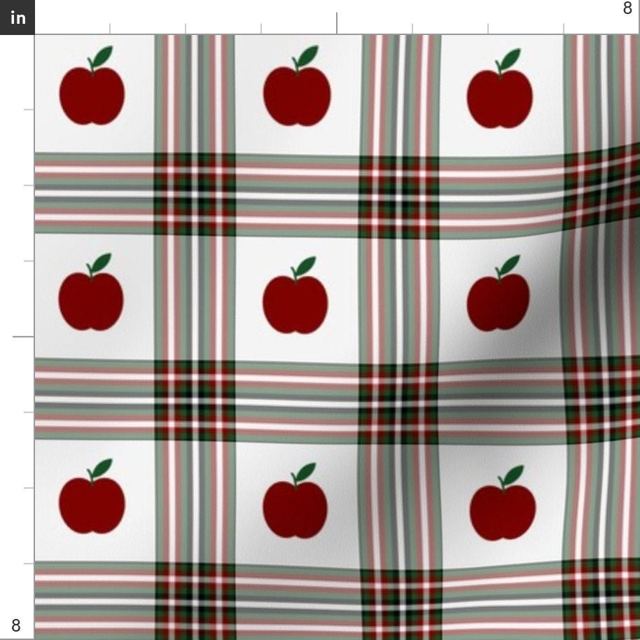 Apple Plaid Fabric Apple Plaid By Abbie0akley Red Apple Etsy