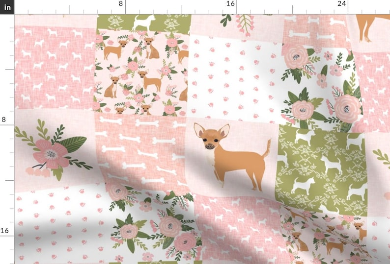 Chihuahua Fabric -Chihuahua Pet Quilt D Dog Breed Cheater Quilt Wholecloth Fabric By Petfriendly- Cotton Fabric By The Yard With Spoonflower image 1