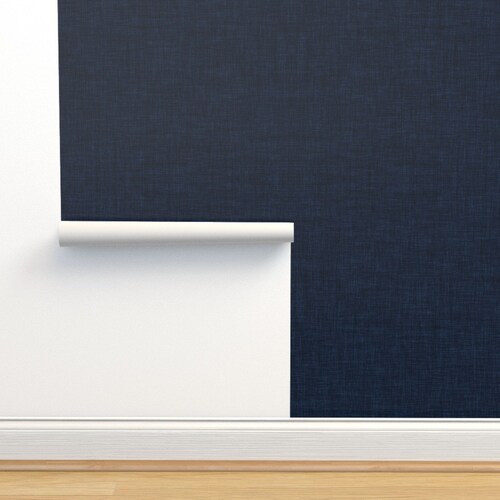 Navy Linen Look Wallpaper Navy Linen No. 2 by Ivieclothco Etsy