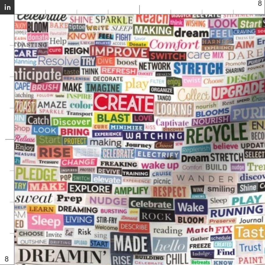 Words Fabric - Ransom Note (full-color Verbs) Collage Words Phrases ...