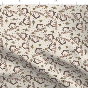 Neutral Christmas Fabric - Boho Nativity (small) by brittanyfrostdesigns - Nativity Scene Nativity Star Fabric by the Yard by Spoonflower