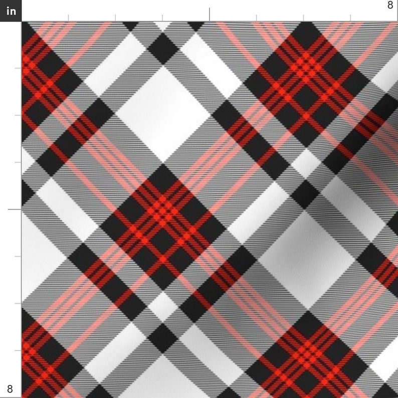 Plaid Pattern Fabric Red Black And White By Anya D Plaid Etsy