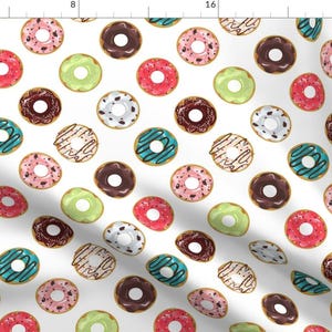 Watercolor Donut Fabric - Donut Parlor By Hipkiddesigns - Watercolor Rainbow Donut Kitchen Decor Cotton Fabric By The Yard With Spoonflower