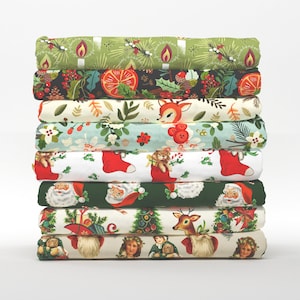 Christmas Cotton Fat Quarters - Vintage Style Nostalgic Seasonal Collection Petal Quilting Cotton Mix & Match Fat Quarters by Spoonflower