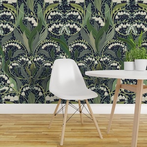 Tapeta samoprzylepna w stylu secesyjnym – botaniczny motyw kwiatowy w stylu boho art déco – zdejmowana dekoracja ścienna – konwalia autorstwa design_dannick