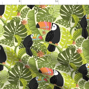 Rainforest Animals Fabric - Toucan-Pattern 2 By Michaelzindell - Rainforest Animals Tropical Bird Cotton Fabric by the Yard with Spoonflower