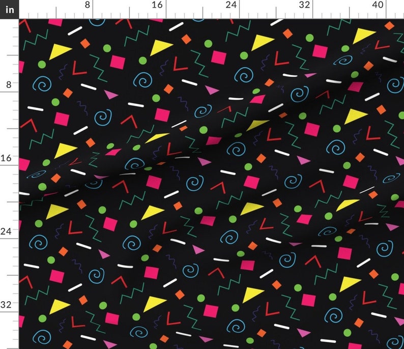 Neon Shapes Fabric Early 90s Confetti Toss by Etsy