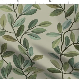 Greenery Fabric - Tropical Leaves On Branches By Lbaron - Neutral Vines Leaves Nature Earth Tone Cotton Fabric By The Yard With Spoonflower