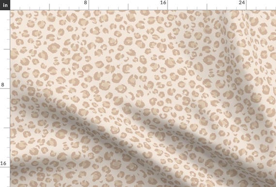 Animal Print Fabric - Animal Print Faded Light Taupe By Erin Kendal - Cream Beige Leopard Safari Cotton Fabric By The Yard With Spoonflower
