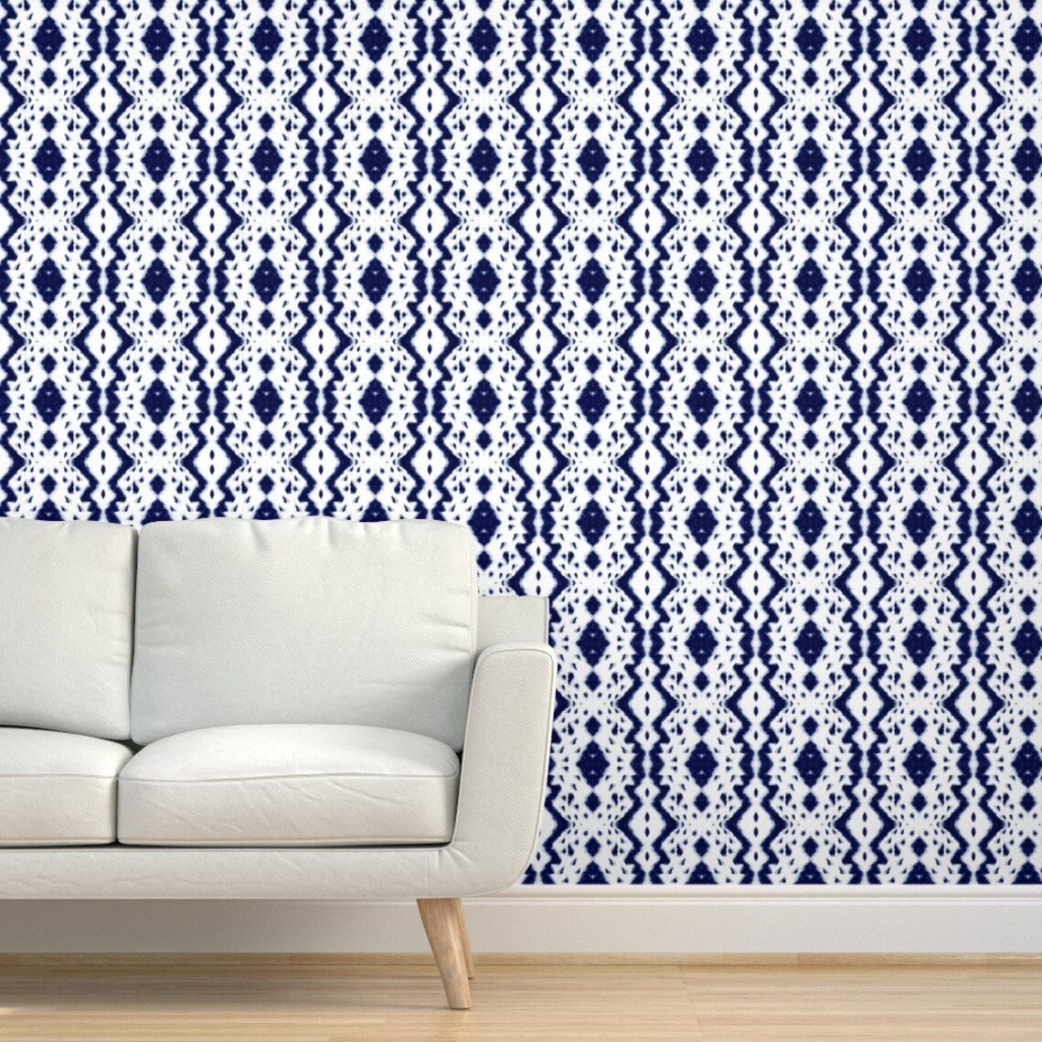 Blue Ikat Wallpaper Navy Ikat 2 By Mlags Blue White Modern | Etsy