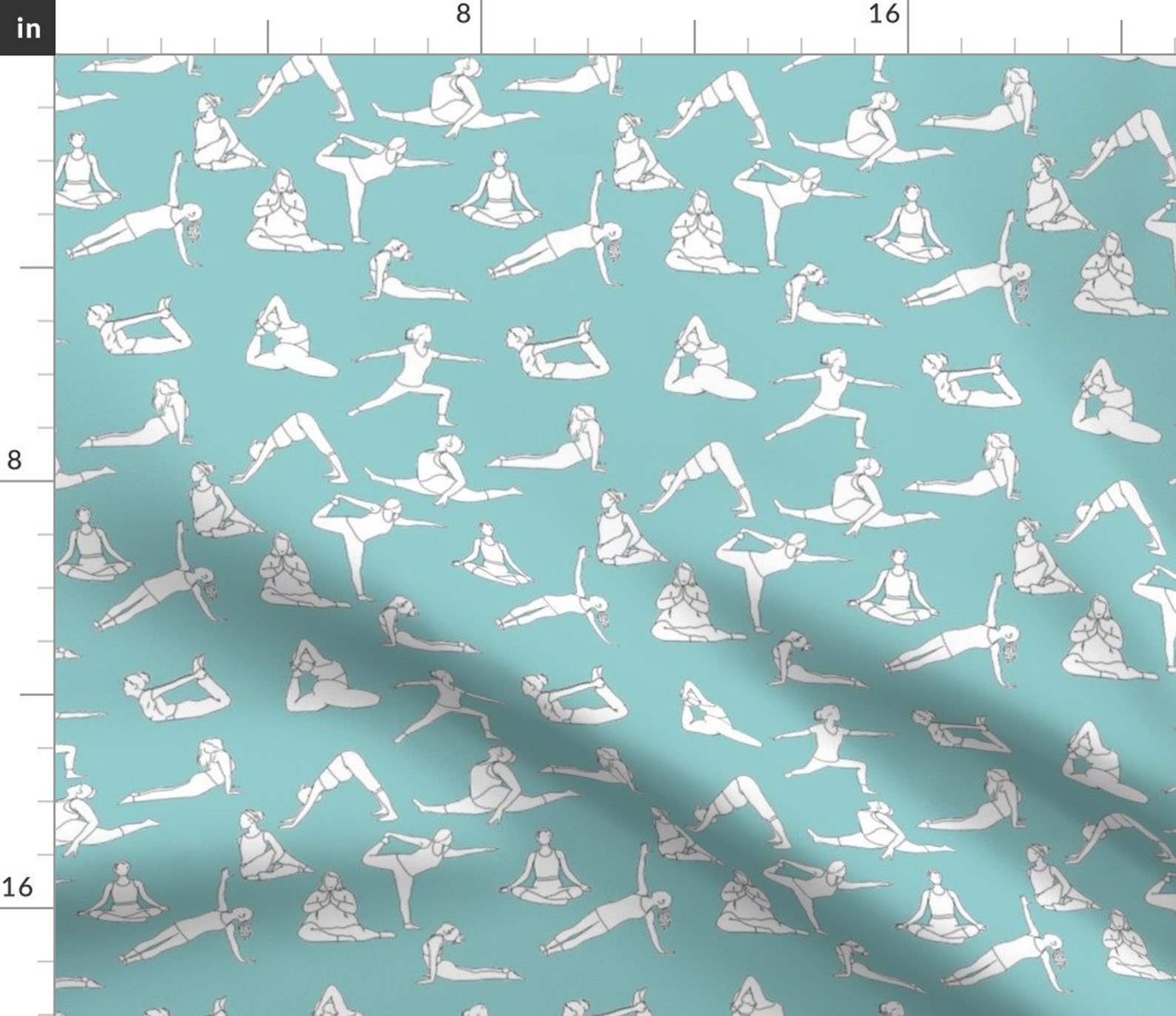 Yoga Bodies Fabric Yoga On Light Blue By Landpenguin Etsy