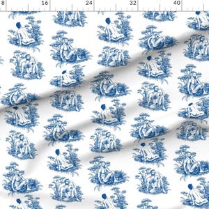 Adult Mature Toile Fabric - Pastoral Men By In Wonderland - Toile Male Men White Classic Romantic Cotton Fabric By The Yard With Spoonflower image 2