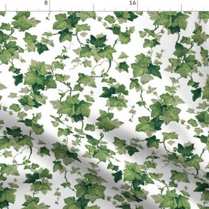 Green Ivy Leaves Fabric - English Ivy Bright By Peacoquettedesigns - Botanical Vine Leaves Cotton Fabric By The Yard With Spoonflower