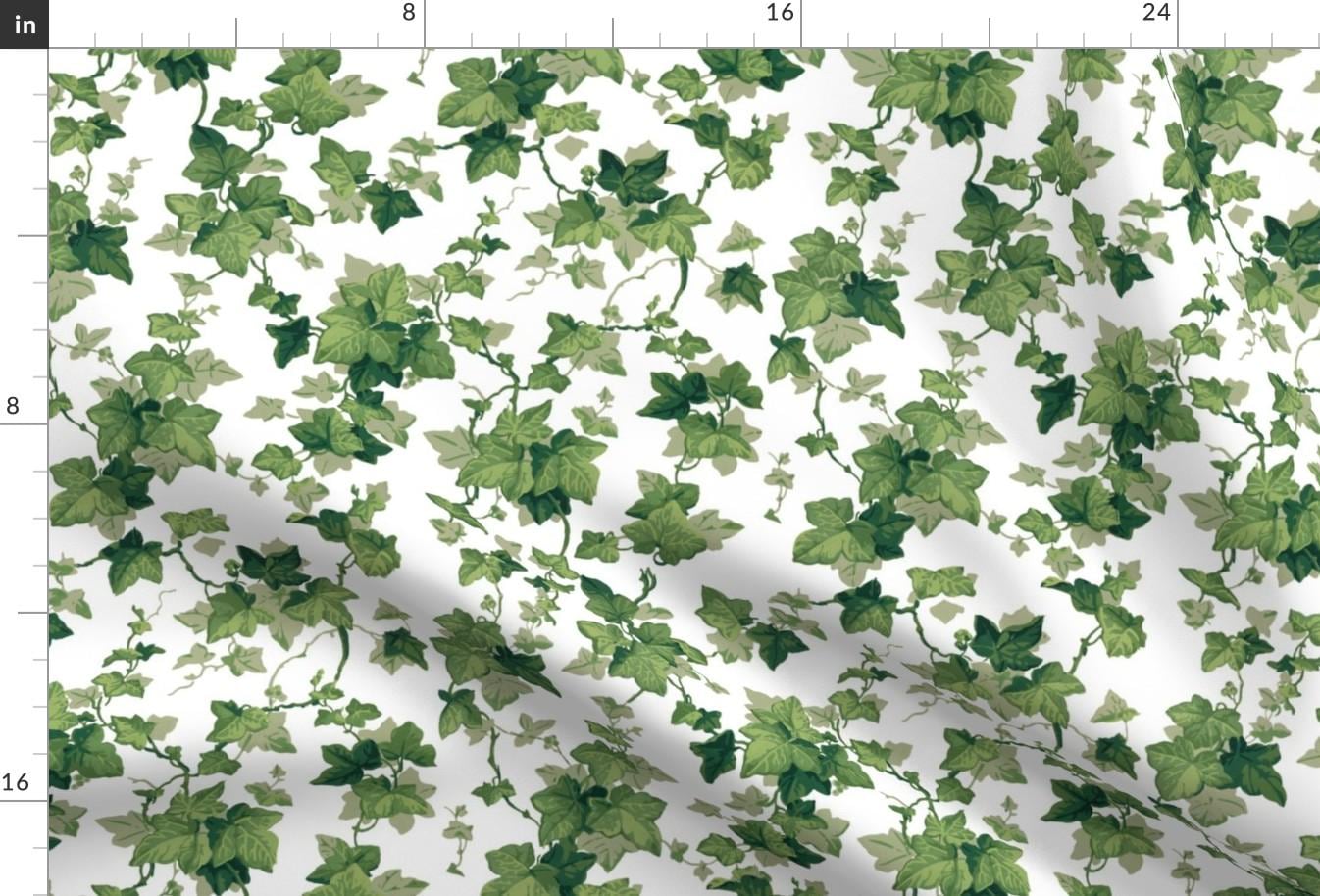 Green Ivy Leaves Fabric - English Ivy Bright By Peacoquettedesigns - Botanical Vine Leaves Cotton Fabric By The Yard With Spoonflower