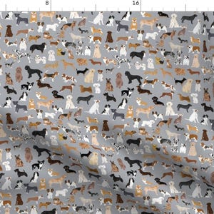 Dog Fabric - Dog Breeds By Petfriendly - Gray Brown Black Pet Family Animals Adoption Kennel Cotton Fabric By The Yard With Spoonflower