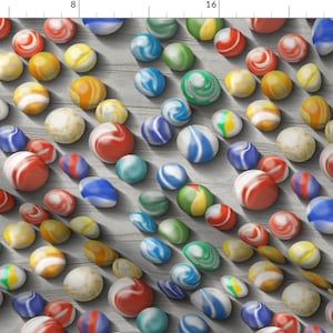Rainbow Marbles Sports Fabric - Marbles Rainbow Games By J9design - Sports Glass Marbles Cotton Fabric By The Yard With Spoonflower
