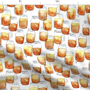 Sweet Tea Fabric - Watercolor Sweet Tea Mason Jar By Littlearrowdesign - Watercolor Kitchen Decor Cotton Fabric By The Yard With Spoonflower