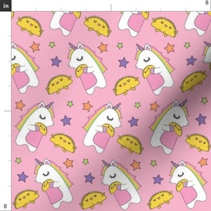 Unicorns Love Tacos Fabric Unicorns Tacos By Boredinc Pink Whimsical Fantasy Unicorn Cotton Fabric By The Yard With Spoonflower image 2