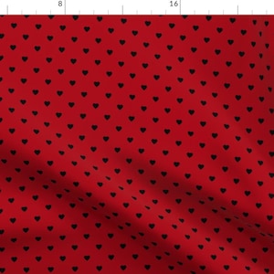 Black Hearts Fabric - Black Hearts On Dark Red By Mtothefifthpower - Hearts Red Black Valentines Cotton Fabric By The Yard With Spoonflower