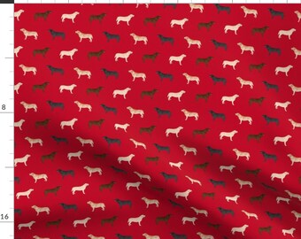 Labradors On Red Fabric - Labrador Retriever Dog Fabric - Red By Petfriendly - Labrador Dogs Red Cotton Fabric By The Yard With Spoonflower