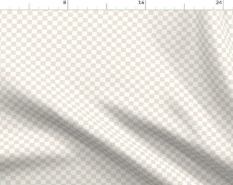 Neutral Checkerboard Fabric - Sandstone by littlearrowdecor - Beige White Natural Check Squares Tiles Fabric by the Yard by Spoonflower