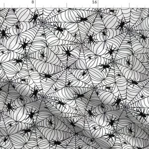 Black Spider Web Spooky Fabric - Spiderwebs - Black On White By Emeryallardsmith - Spider Cotton Fabric By The Yard With Spoonflower