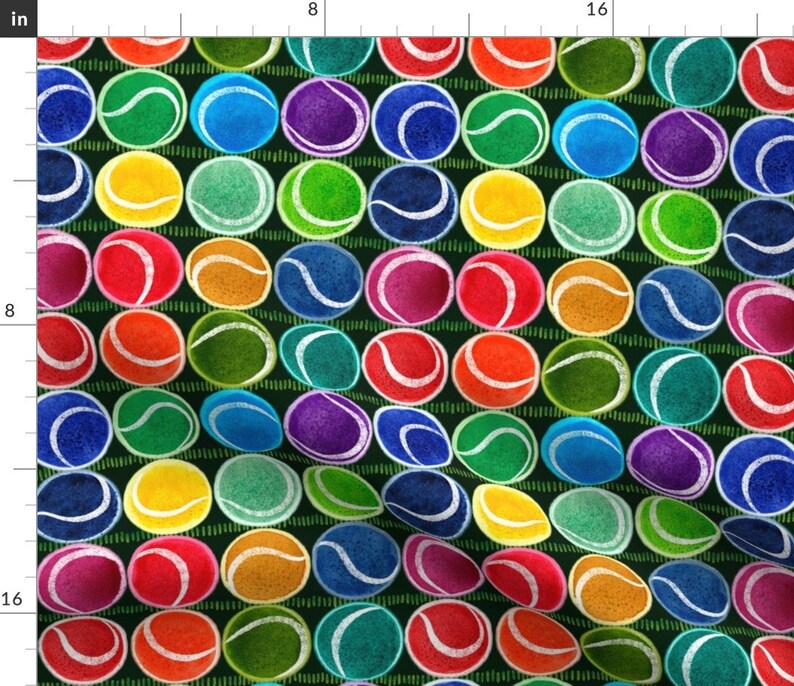Rainbow Tennis Fabric Juicy Deucey by Stitchyrichie Etsy