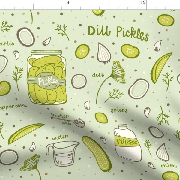 Canned Pickles Fabric - Pickles By Jaymehennel - Green Pickles Kitchen Decor Cotton Fabric By The Yard With Spoonflower