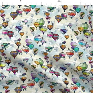 Hot Air Balloon Fabric - Balloon Festival By Mido Studio - Balloon Colorful Sky Adventure Clouds Cotton Fabric By The Yard With Spoonflower