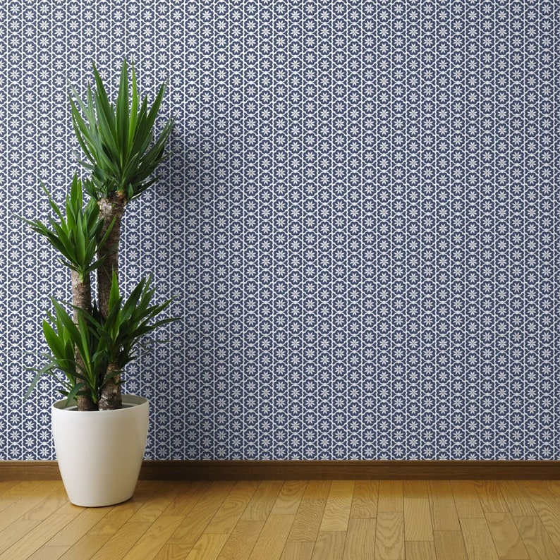 Flower Wallpaper Blue White Custom Printed Removable Self Adhesive Wallpaper Roll by Spoonflower Delft Dutch Flowers By Holli Zollinger
