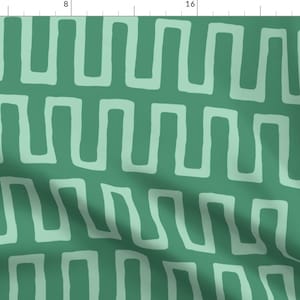 Mint Green Stripe Apparel Fabric - Jade Zig Zag by domesticate - Zigzag Jade Green Greek Stripe Geometric Clothing Fabric by Spoonflower