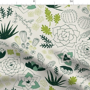 Succulent Garden Fabric - Succulent Garden By Ldpapers - Summer Boho Succulents Home Decor Cotton Fabric By The Yard With Spoonflower