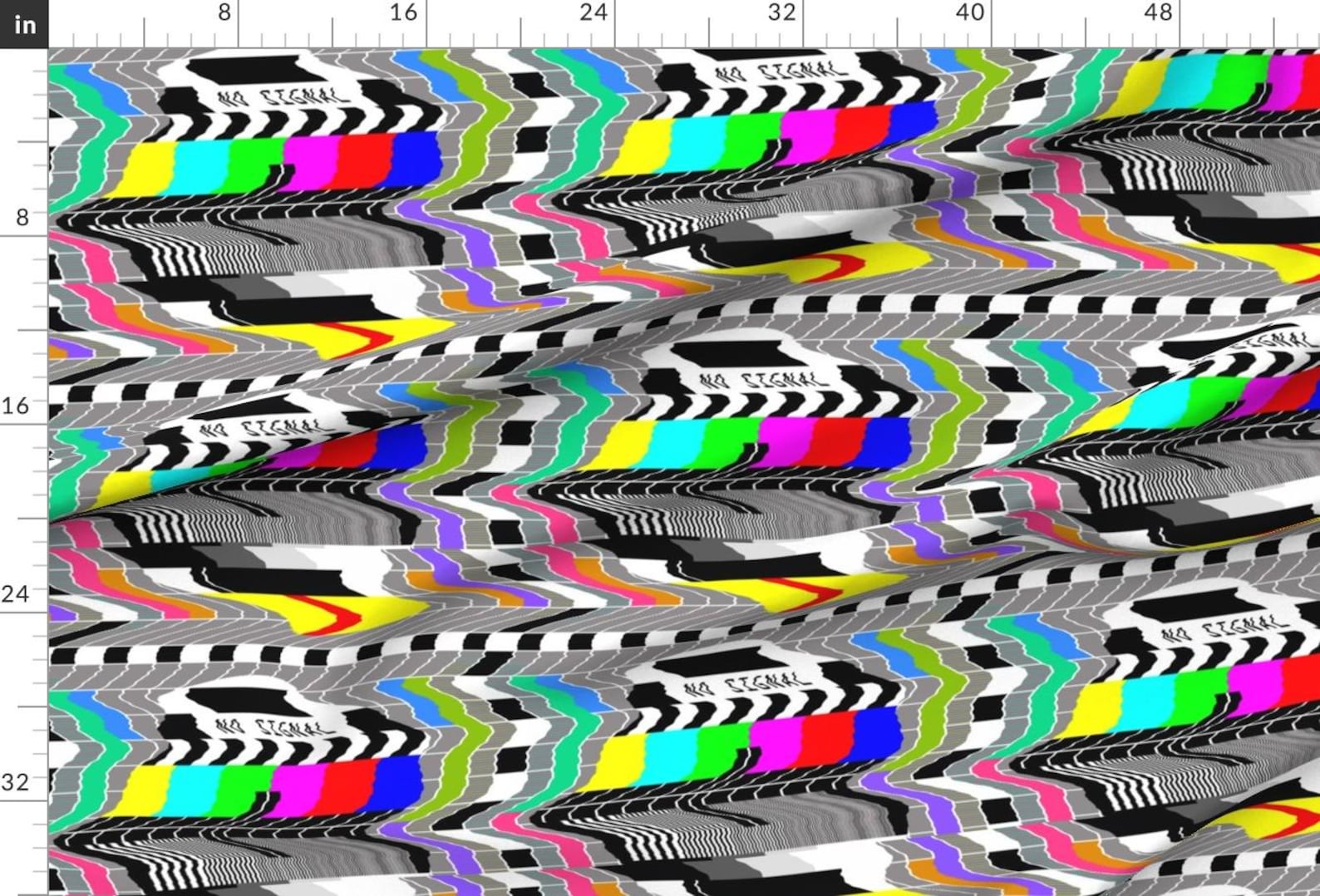 Test Pattern Rug Test Patterns Fabric - TV Test Multi Colors Analogue Retro Reception ...