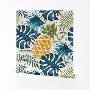 Pineapple Wallpaper - Pineapple Tropical By Floramoon - Large Scale Monstera Palm Leaf Removable Self Adhesive Wallpaper Roll by Spoonflower