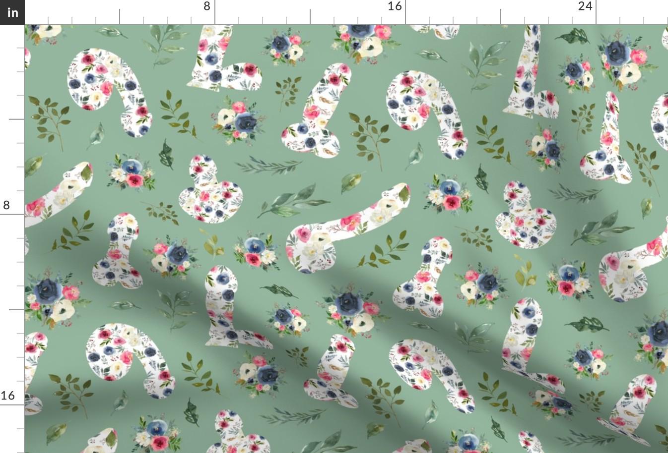 Nsfw Fabric - Pink And Blue Willy Sage by ktscarlett_ - Mature Pink Floral Flower Penis Adult Gay Fabric by the Yard by Spoonflower