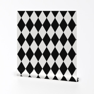 Moderne Kinderzimmer Tapete - Harlekin Schwarz Weiß von Sunny Afternoon - Individuell bedruckte entfernbare selbstklebende Tapetenrolle von Spoonflower