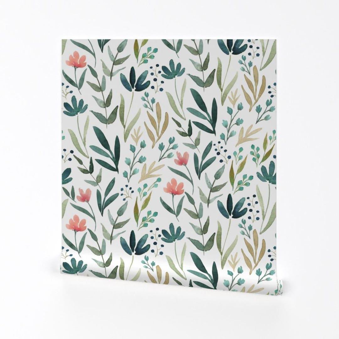 Watercolor Floral Removable Peel and Stick Wallpaper - Garden Flower ...