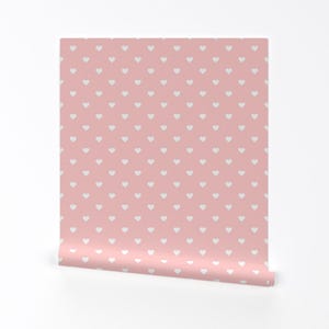 Niedliche Tapete - Hellrosa Tupfenherzen Von Sweetzoeshop - Rosa Individuell bedruckte, entfernbare, selbstklebende Tapetenrolle von Spoonflower