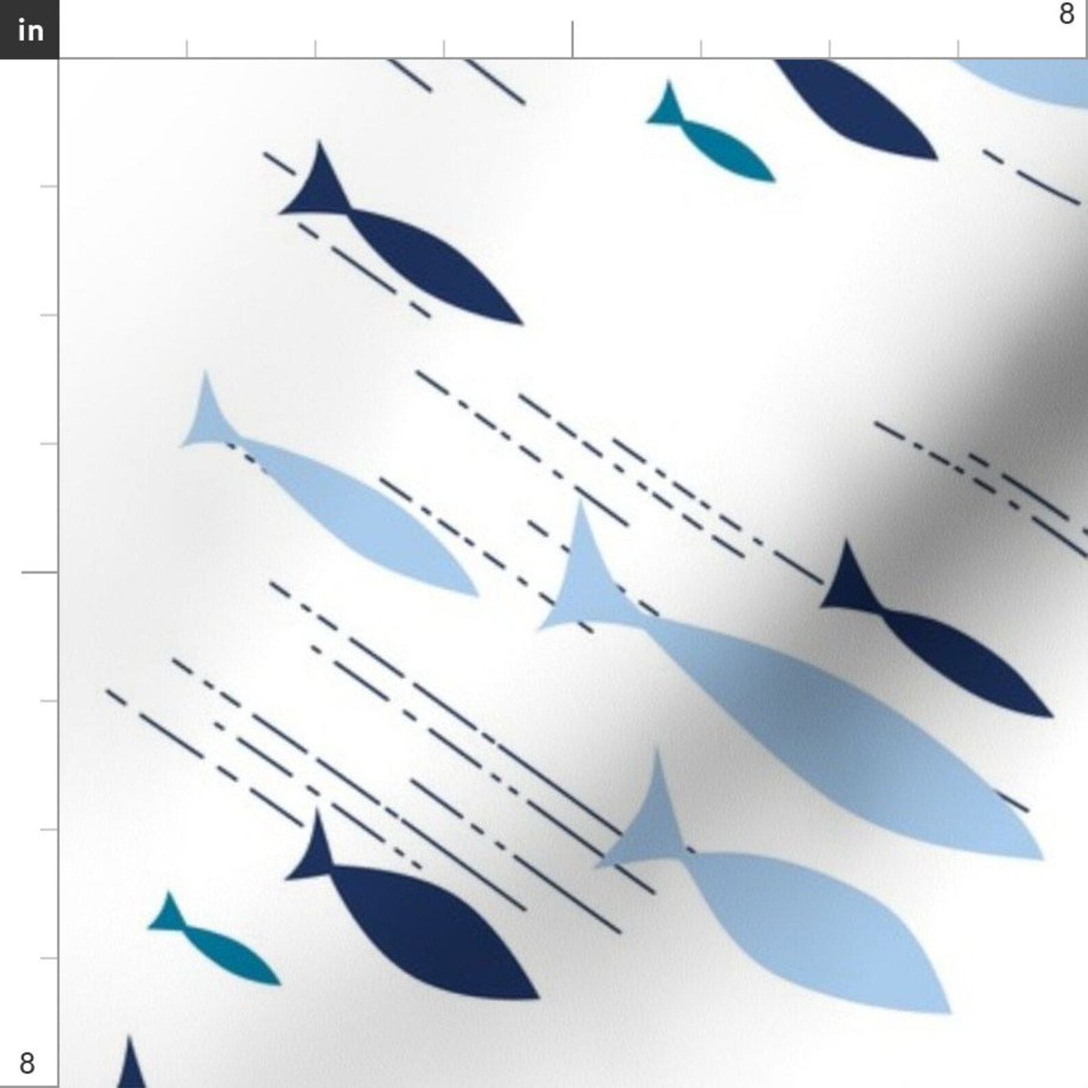 Speedy Fish Fabric Abstract Blue Fish Pattern by Ka Lou | Etsy
