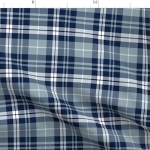 Fall Plaid Fabric - Fall Plaid || Navy Rustic Woods Blue White By Littlearrowdesign - Fall Plaid Cotton By The Yard Fabric With Spoonflower