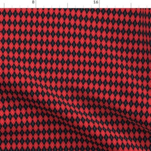 Argyle Fabric - Black Red White By Juliesfabrics Bold Bright Cosplay Clown Small Mini Scale - Cotton Fabric By The Yard With Spoonflower