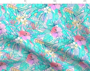 Hawaiian Hibiscus Fabric - Pretty Pastel Hawaiian Hibiscus Print By Micklyn - Hibiscus Flowers Cotton Fabric By The Yard With Spoonflower