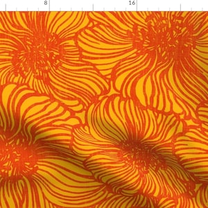 Retro Sunflower Fabric - Large Sunflower Warmth by mpzstudio - Orange Yellow Warm Colors Summer Sun Fabric by the Yard by Spoonflower