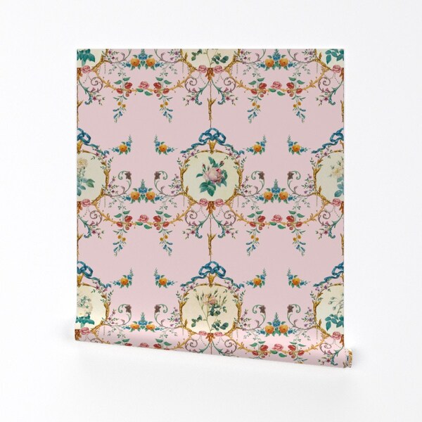 Pink Toile Wallpaper Etsy