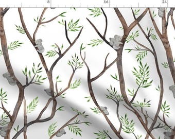 Eucalyptus Trees Fabric - Eucalyptus Trees Koala Bears By Elena O'Neill Illustration - Eucalyptus Cotton Fabric By The Yard With Spoonflower