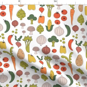Vegtables Fabric - Farmers Market By Shelbyallison- Kitchen Cook Garden Carrot Corn Celery Tomato Cotton Fabric By The Yard With Spoonflower