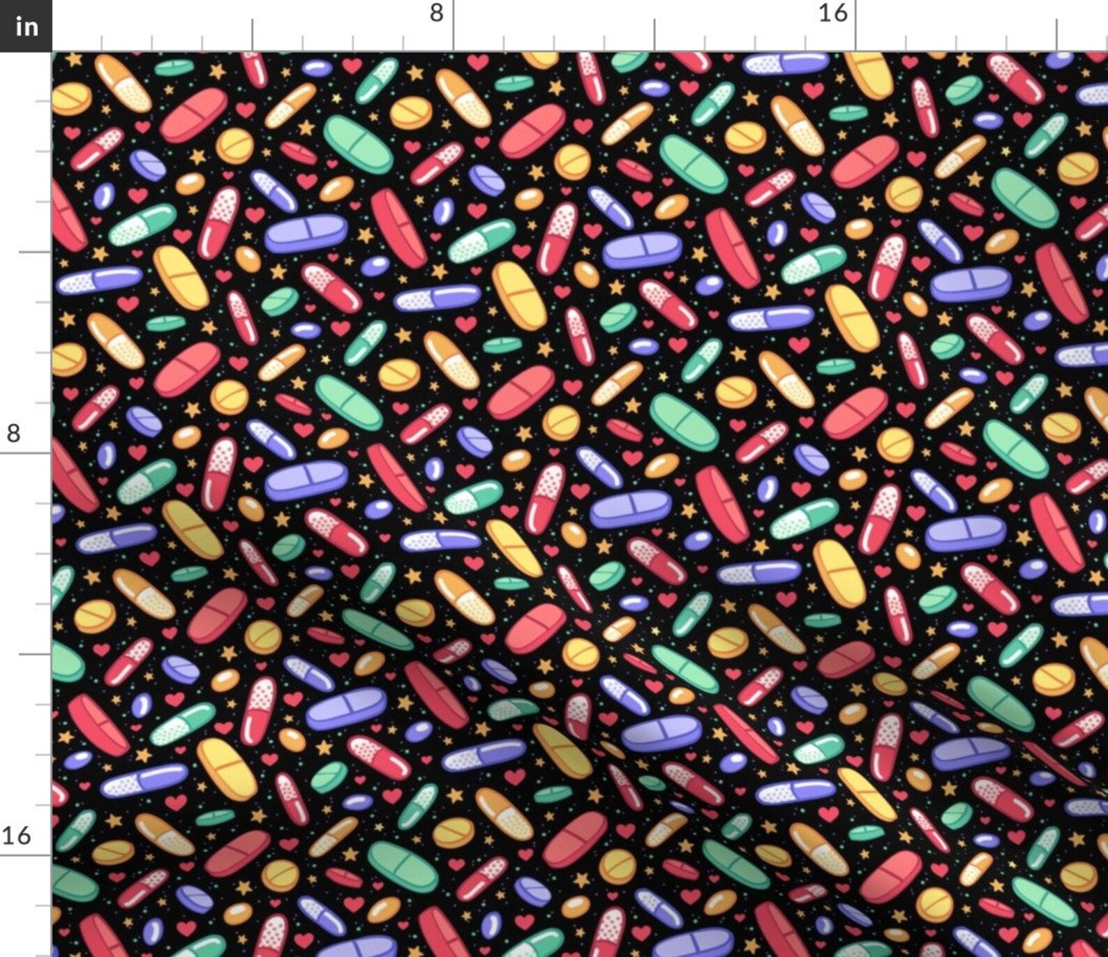 Pills Fabric Colorful Pills By Spookishdelight Rainbow Etsy