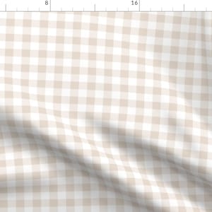 Gingham Fabric - Warm Beige by erin__kendal - Farmhouse Neutral Country Traditional Classic Muted Plaid  Fabric by the Yard by Spoonflower