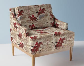 Horses Upholstery Fabric- Equestrian Countryside Toile by whimsical_brush - Hunting Fox Hunt Toile Hunt  Fabric By The Yard With Spoonflower